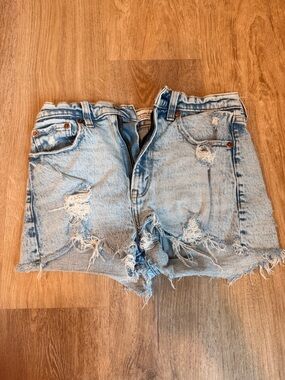 Abercrombie & Fitch Light Blue Distressed Denim Shorts